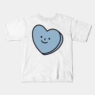 Blue Heart with Face | Quirky Heart Kids T-Shirt